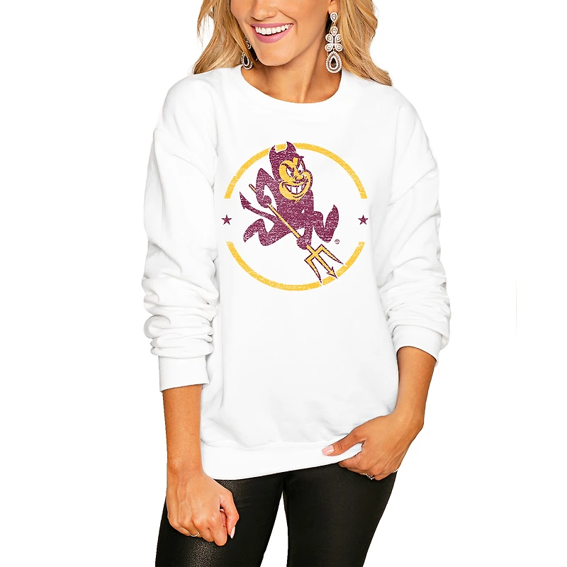 Women's Gameday Couture White Arizona State Sun Devils End Zone Oversized Sweatshirt