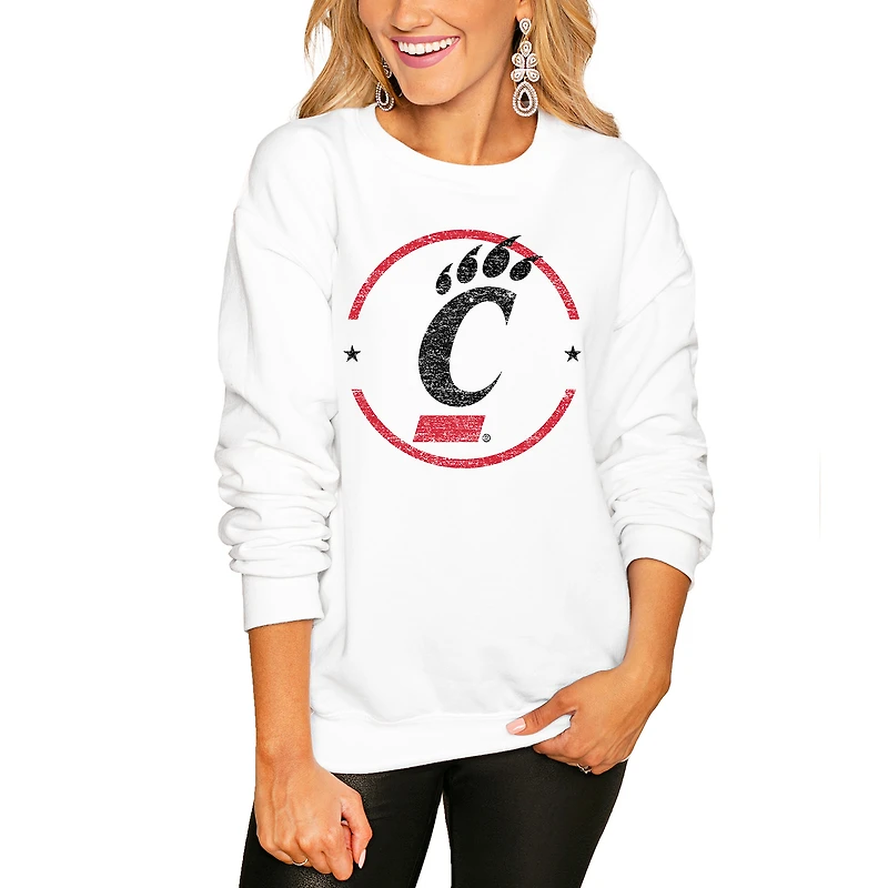 Women's Gameday Couture White Cincinnati Bearcats End Zone Oversized Sweatshirt