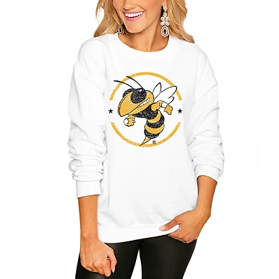 Women's Gameday Couture White Georgia Tech Yellow Jackets End Zone Oversized Sweatshirt