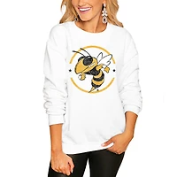 Women's Gameday Couture White Georgia Tech Yellow Jackets End Zone Oversized Sweatshirt