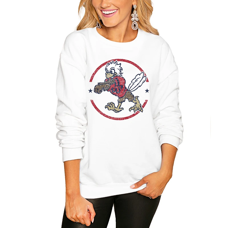 Women's Gameday Couture White Liberty Flames End Zone Oversized Sweatshirt