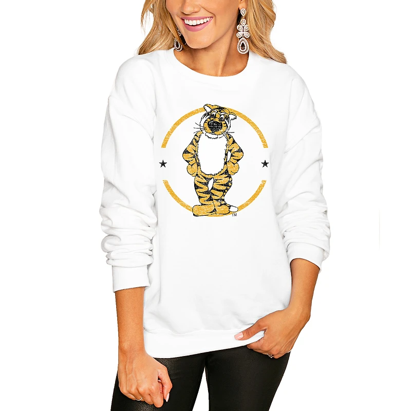 Women's Gameday Couture White Missouri Tigers End Zone Oversized Sweatshirt