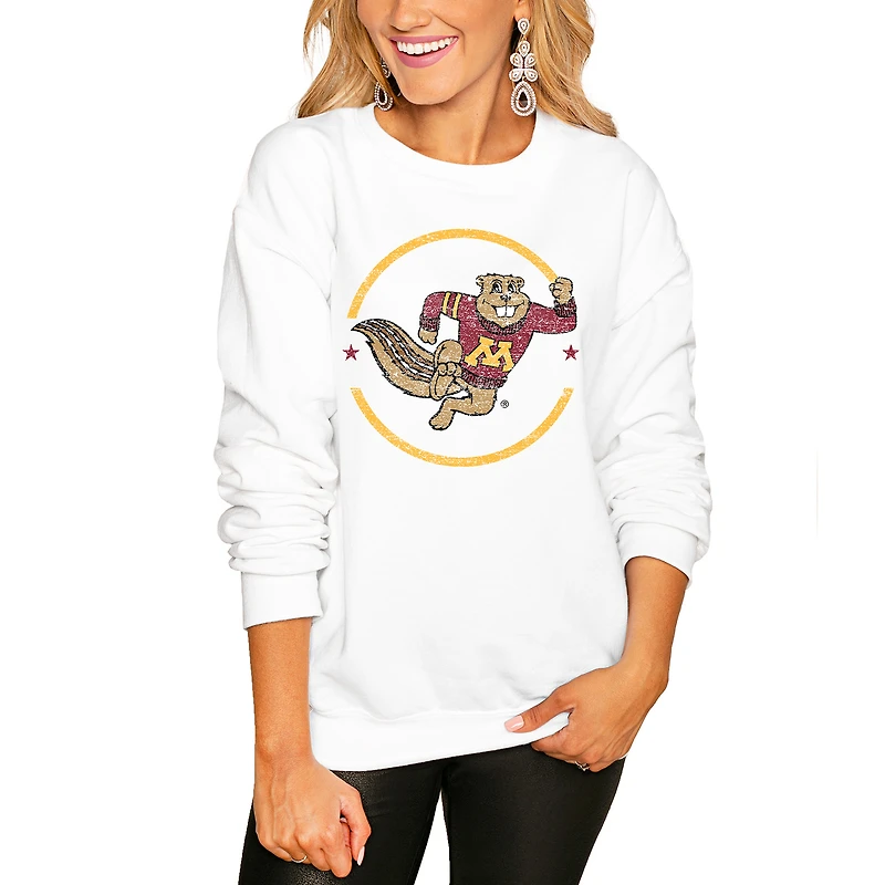 Women's Gameday Couture White Minnesota Golden Gophers End Zone Oversized Sweatshirt