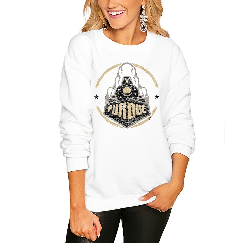 Women's Gameday Couture White Purdue Boilermakers End Zone Oversized Sweatshirt