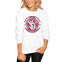 Women's Gameday Couture White South Dakota Coyotes End Zone Oversized Sweatshirt