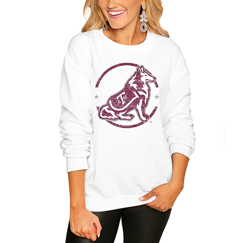 Women's Gameday Couture White Texas A&M Aggies End Zone Oversized Sweatshirt