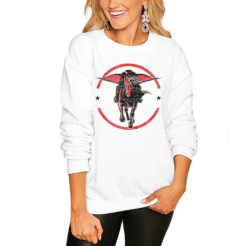 Women's Gameday Couture White Texas Tech Red Raiders End Zone Oversized Sweatshirt
