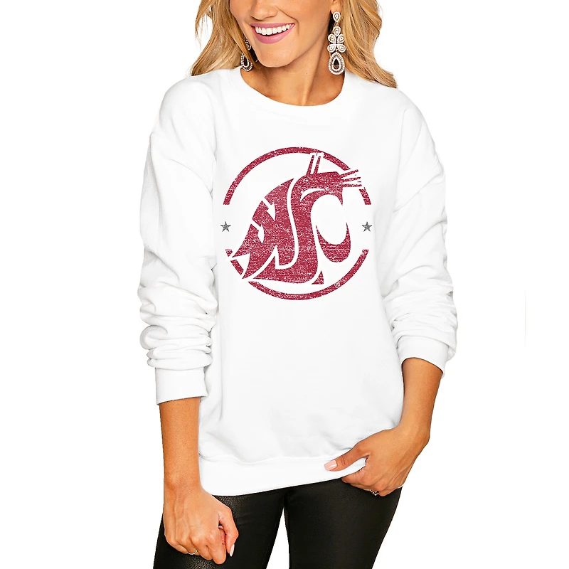 Women's Gameday Couture White Washington State Cougars End Zone Oversized Sweatshirt