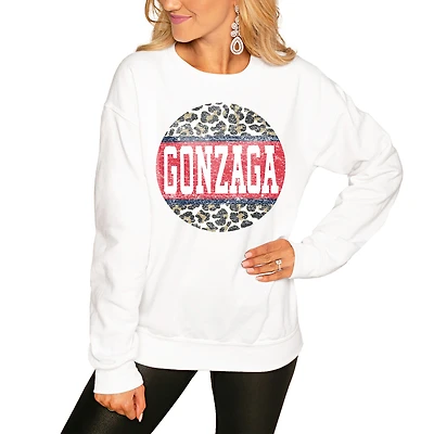 Women's White Gonzaga Bulldogs Scoop & Score Pullover Sweatshirt