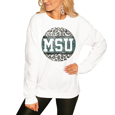 Women's White Michigan State Spartans Scoop & Score Pullover Sweatshirt