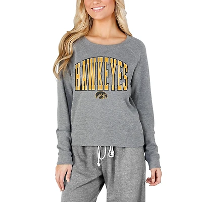 Women's Concepts Sport Gray Iowa Hawkeyes Mainstream Terry Long Sleeve Top