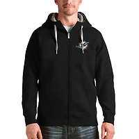 Men's Antigua Black Miami Dolphins Victory Full-Zip Hoodie