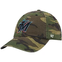 Men's '47 Camo Miami Marlins Team Clean Up Adjustable Hat