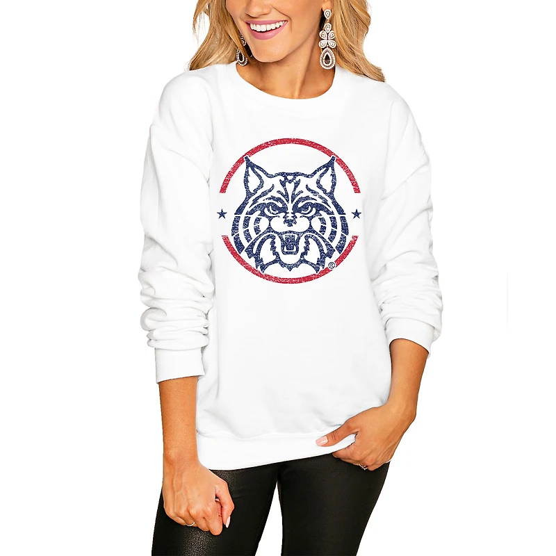 Women's Gameday Couture White Arizona Wildcats End Zone Oversized Sweatshirt