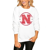 Women's Gameday Couture White Nebraska Huskers End Zone Oversized Sweatshirt