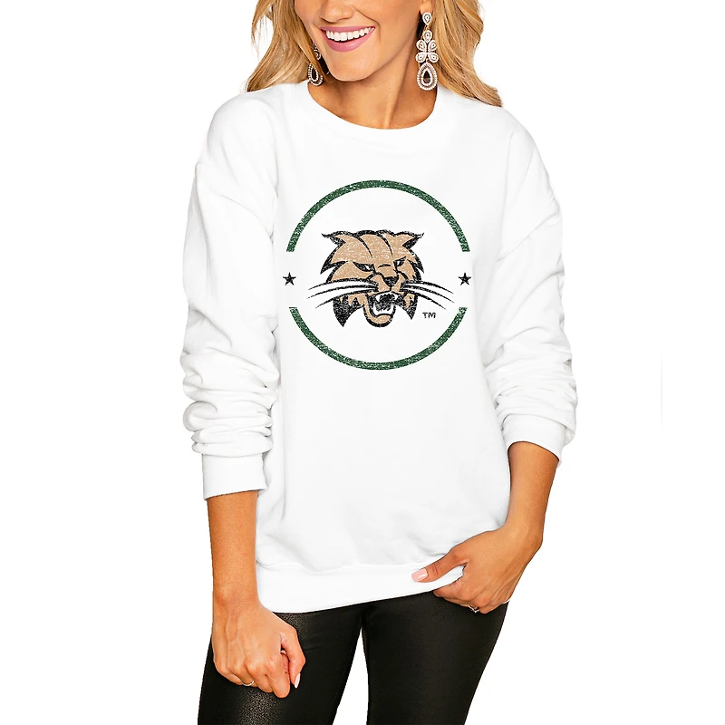 Women's Gameday Couture White Ohio Bobcats End Zone Oversized Sweatshirt
