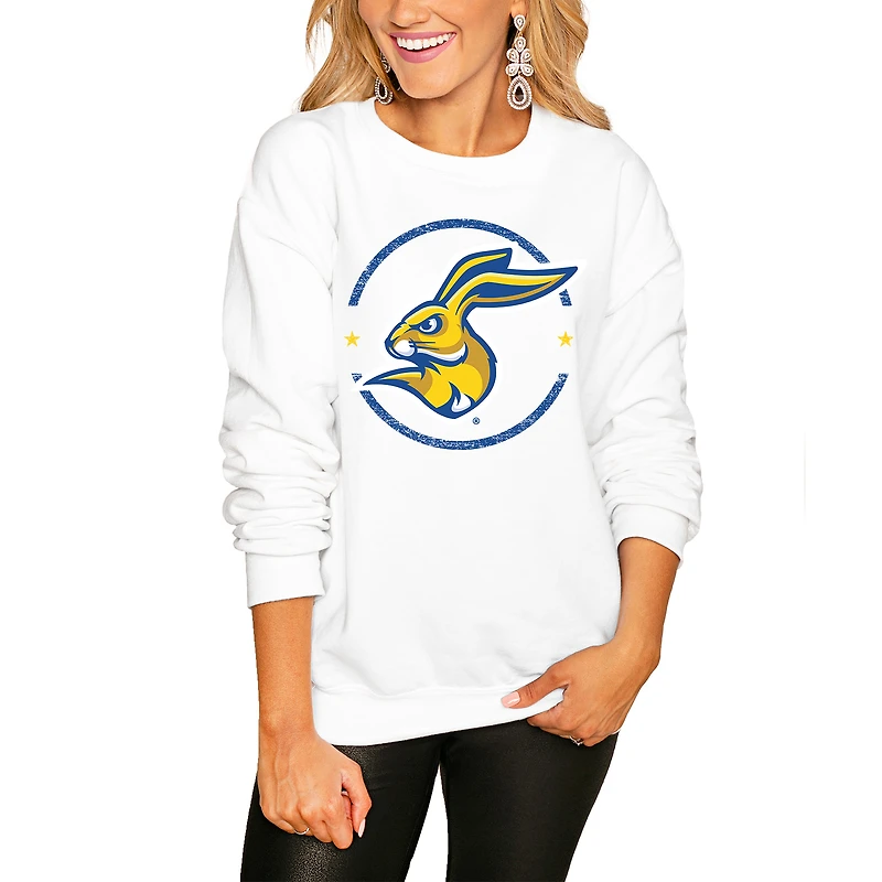 Women's Gameday Couture White South Dakota State Jackrabbits End Zone Oversized Sweatshirt