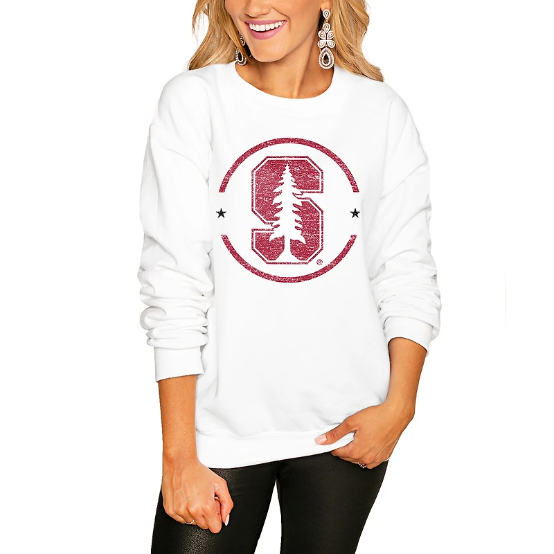 Women's Gameday Couture White Stanford Cardinal End Zone Oversized Sweatshirt