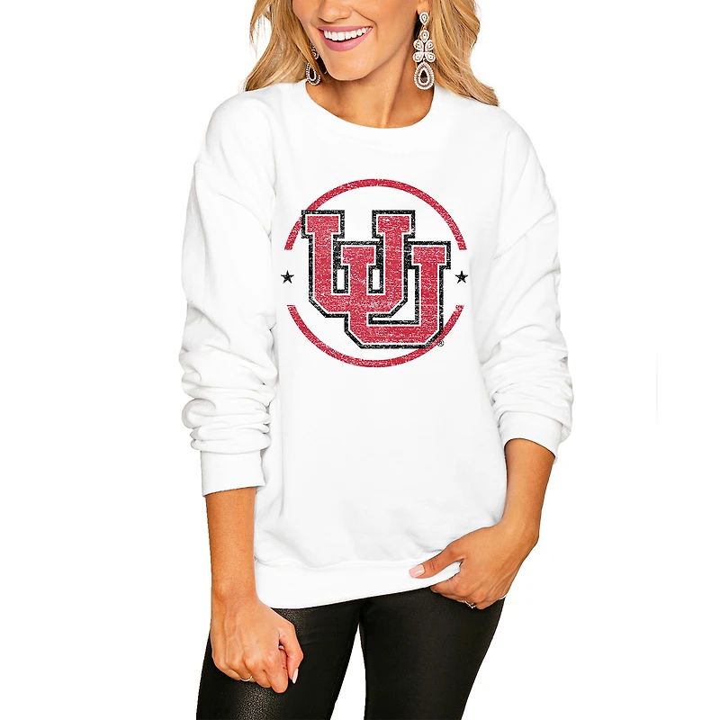 Women's Gameday Couture White Utah Utes End Zone Oversized Sweatshirt