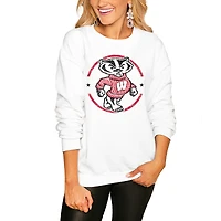Women's Gameday Couture White Wisconsin Badgers End Zone Oversized Sweatshirt