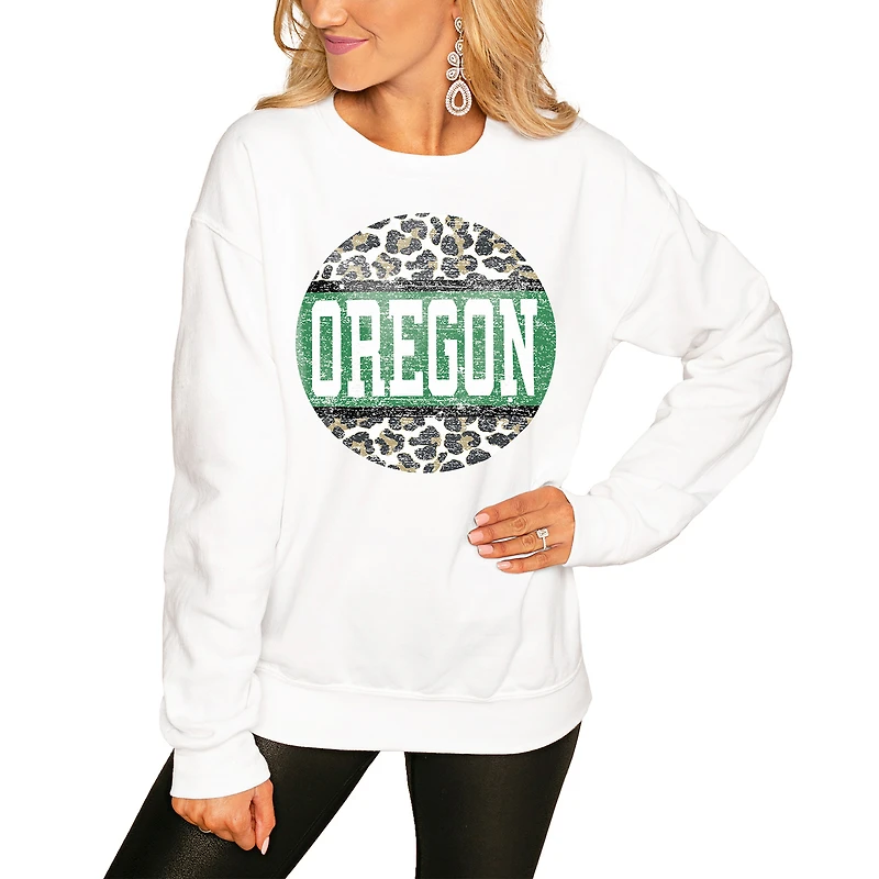 Women's White Oregon Ducks Scoop & Score Pullover Sweatshirt