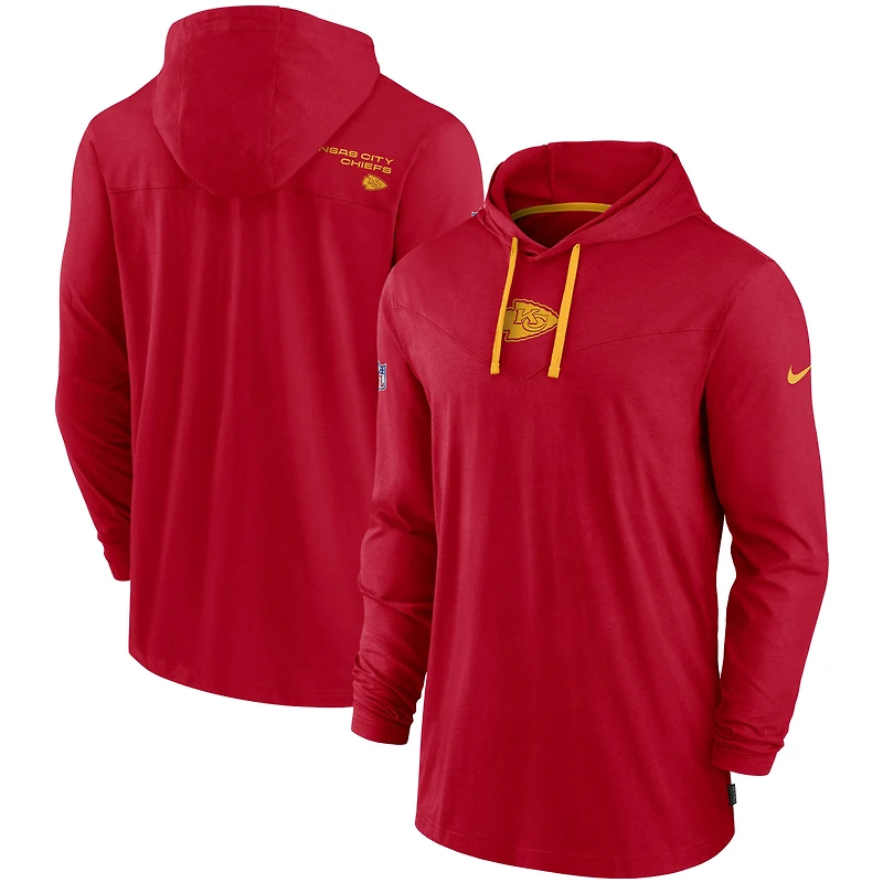 Men's Nike Red Kansas City Chiefs Sideline Performance Hoodie Tri-Blend Long Sleeve T-Shirt