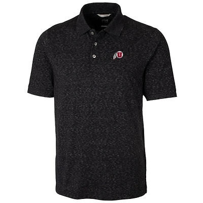 Men's Cutter & Buck Black Utah Utes Big & Tall Advantage Space Dye Polo