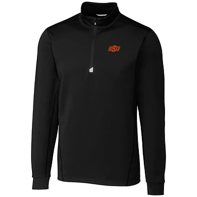 Men's Cutter & Buck Black Oklahoma State Cowboys Big & Tall Traverse Half-Zip Jacket