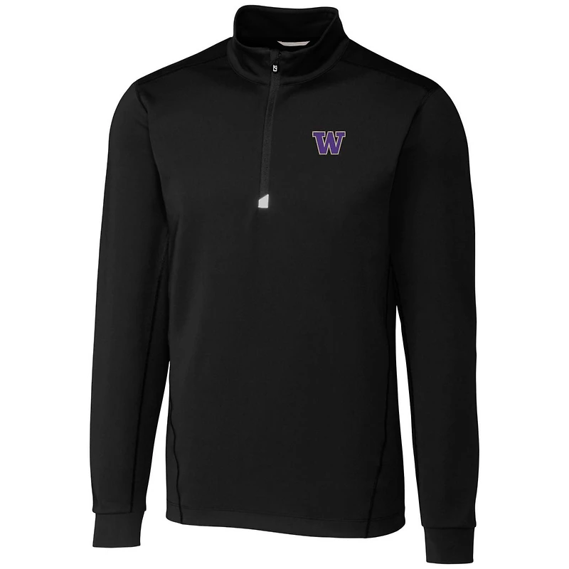 Men's Cutter & Buck Black Washington Huskies Big & Tall Traverse Half-Zip Jacket