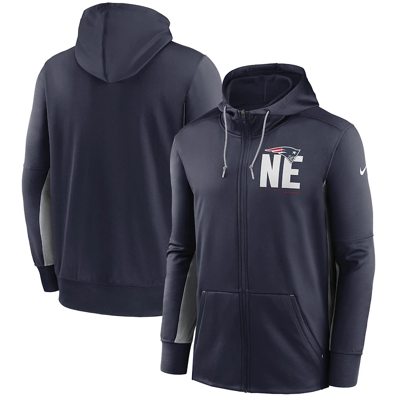 Men's Nike Navy/Gray New England Patriots Mascot Performance Full-Zip Hoodie