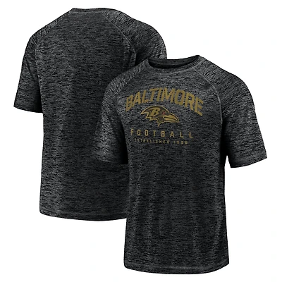 Men's Fanatics Black Baltimore Ravens Shade Battle Ready Raglan Space-Dye T-Shirt
