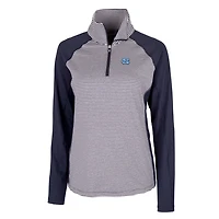 Women's Cutter & Buck Navy North Carolina Tar Heels Forge Tonal Half-Zip Pullover Jacket