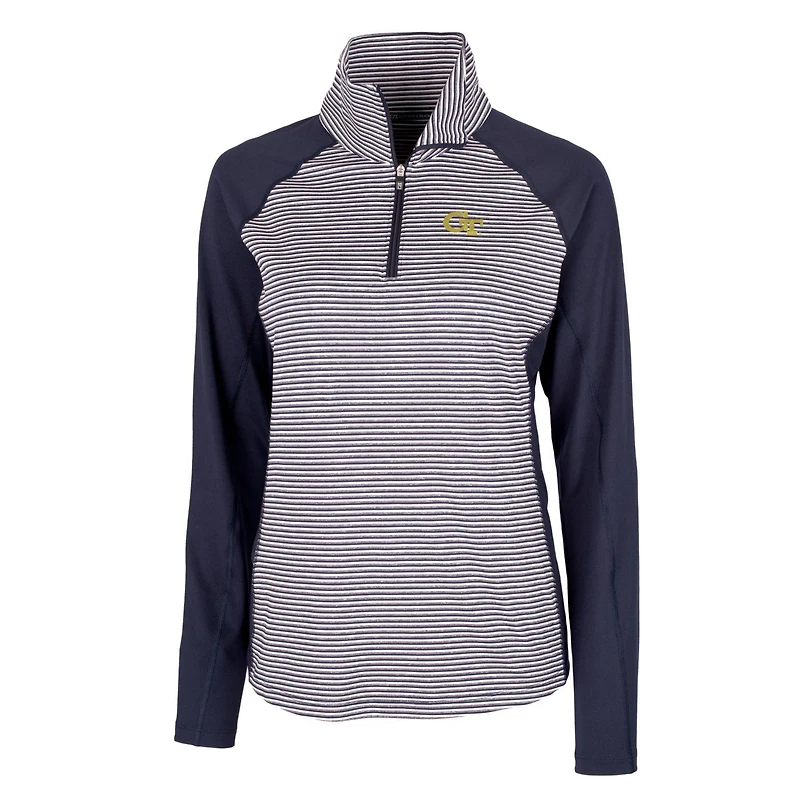 Women's Cutter & Buck Navy Georgia Tech Yellow Jackets Forge Tonal Half-Zip Pullover Jacket