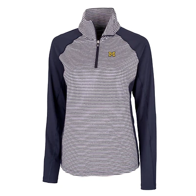 Women's Cutter & Buck Navy Michigan Wolverines Forge Tonal Half-Zip Pullover Jacket