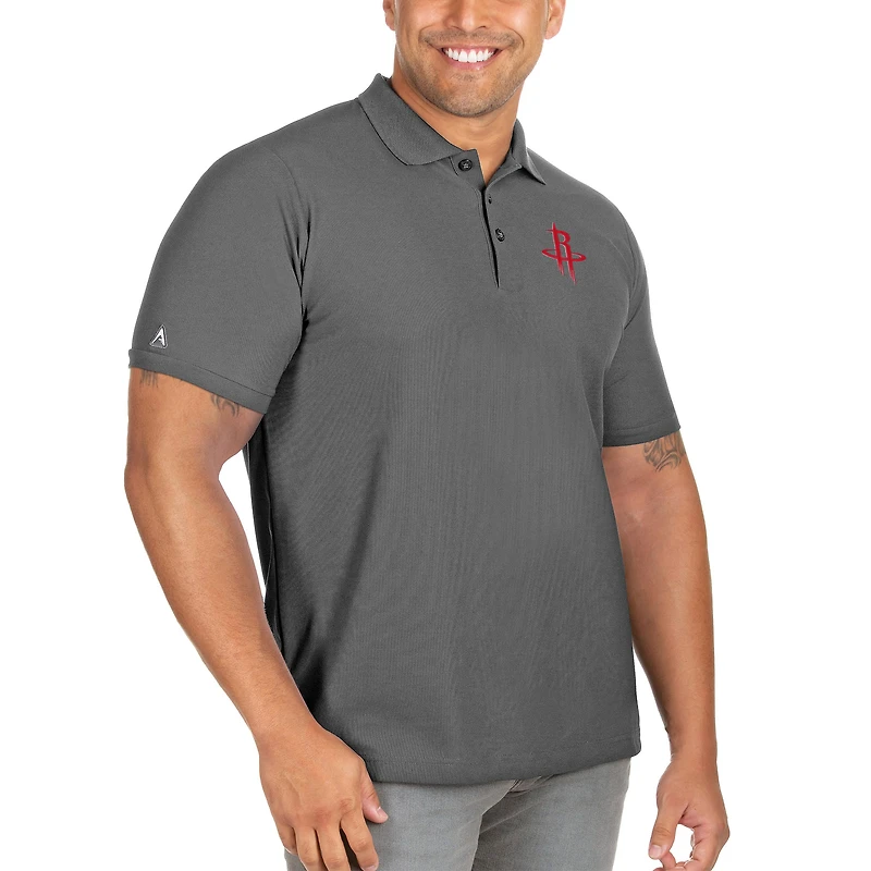 Men's Antigua Gray Houston Rockets Big & Tall Legacy Pique Polo