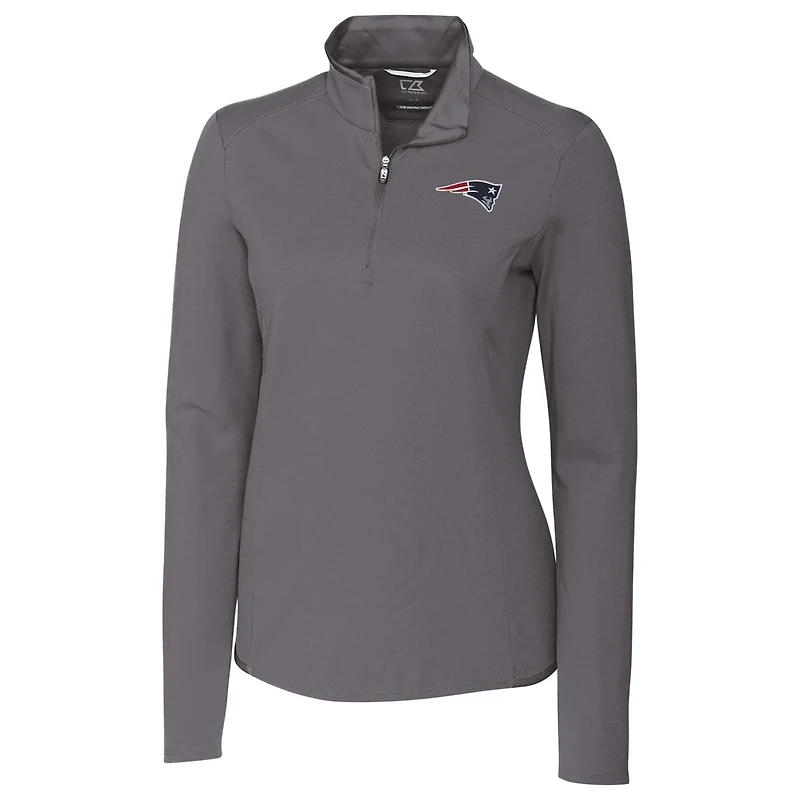 Women's Cutter & Buck Gray New England Patriots Advantage Quarter-Zip Pullover Jacket