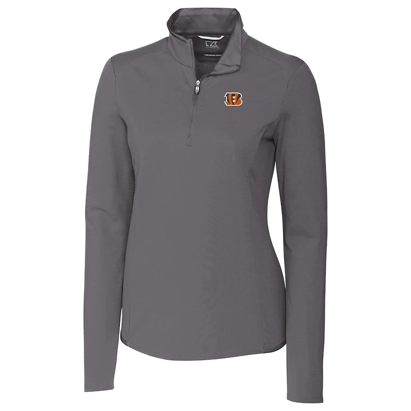 Women's Cutter & Buck Gray Cincinnati Bengals Advantage Quarter-Zip Pullover Jacket