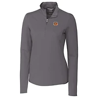 Women's Cutter & Buck Gray Cincinnati Bengals Advantage Quarter-Zip Pullover Jacket