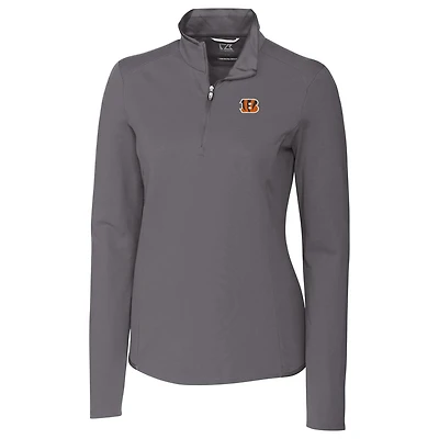Women's Cutter & Buck Gray Cincinnati Bengals Advantage Quarter-Zip Pullover Jacket