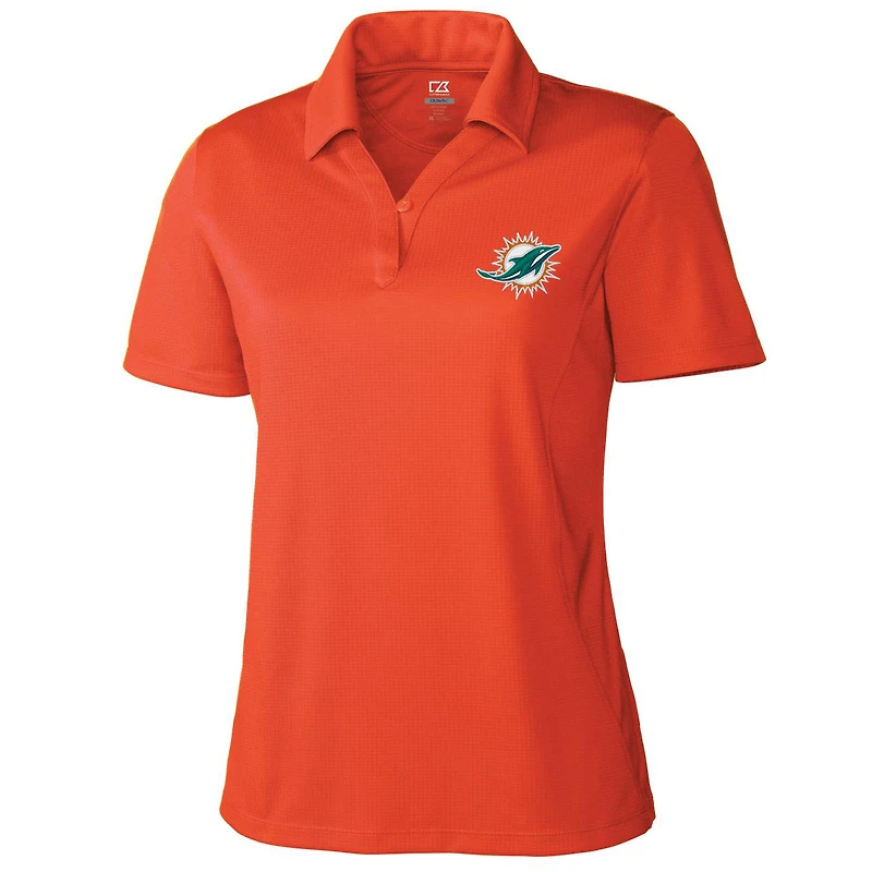 Women's Cutter & Buck Orange Miami Dolphins DryTec Genre Polo