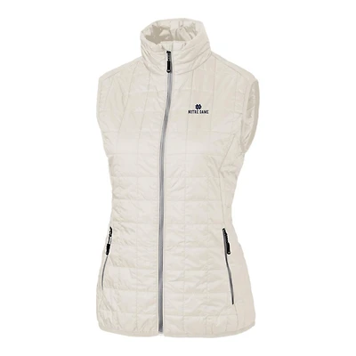 Women's Cutter & Buck Cream Notre Dame Fighting Irish Rainer Full-Zip Vest