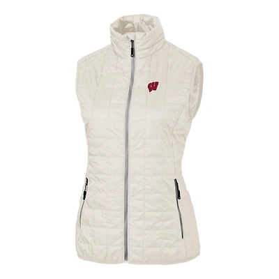 Women's Cutter & Buck Cream Wisconsin Badgers Rainer Full-Zip Vest