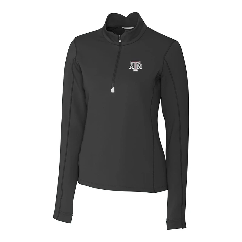 Women's Cutter & Buck Black Texas A&M Aggies Traverse Half-Zip Pullover Jacket