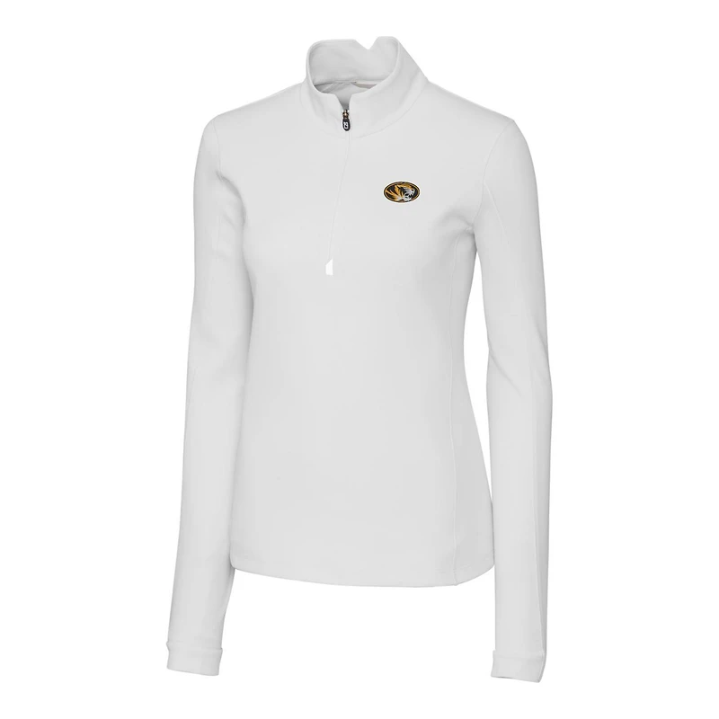 Women's Cutter & Buck White Missouri Tigers Traverse Half-Zip Pullover Jacket