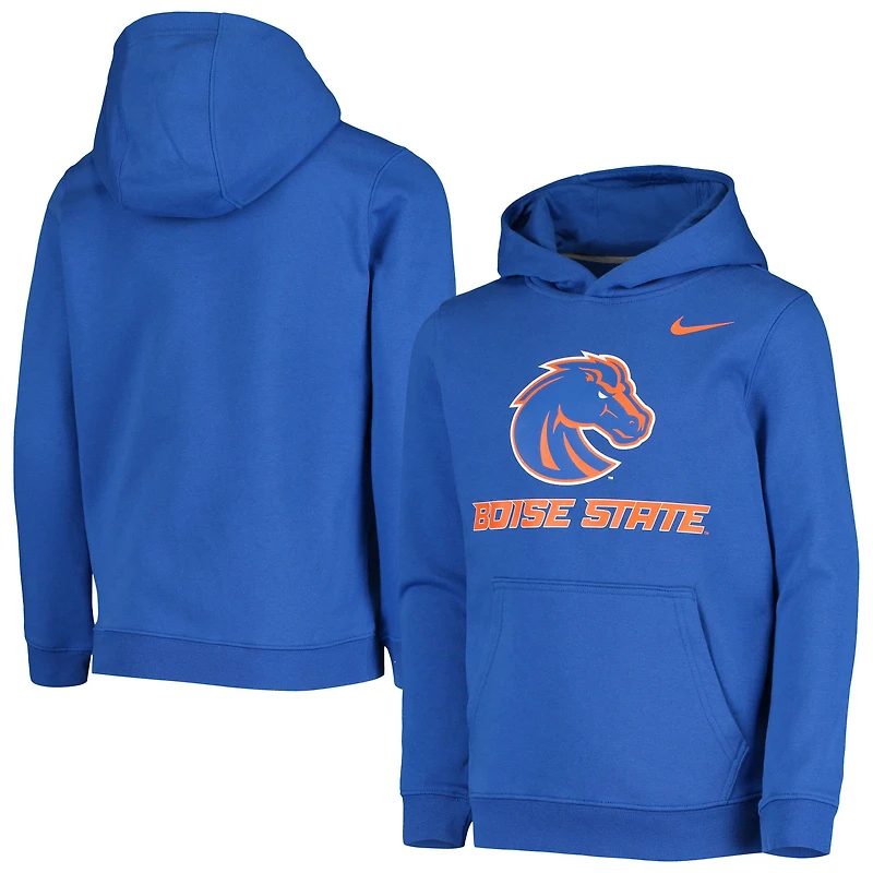 Youth Nike Royal Boise State Broncos Stadium Club Fleece Pullover Hoodie
