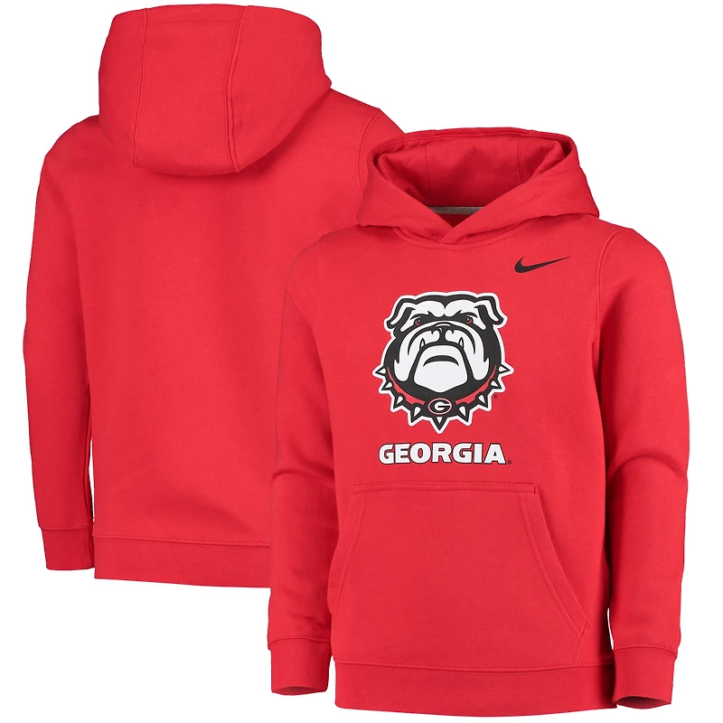 Youth Nike Red Georgia Bulldogs Stadium Club Fleece Pullover Hoodie