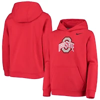 Youth Nike Scarlet Ohio State Buckeyes Stadium Club Fleece Pullover Hoodie