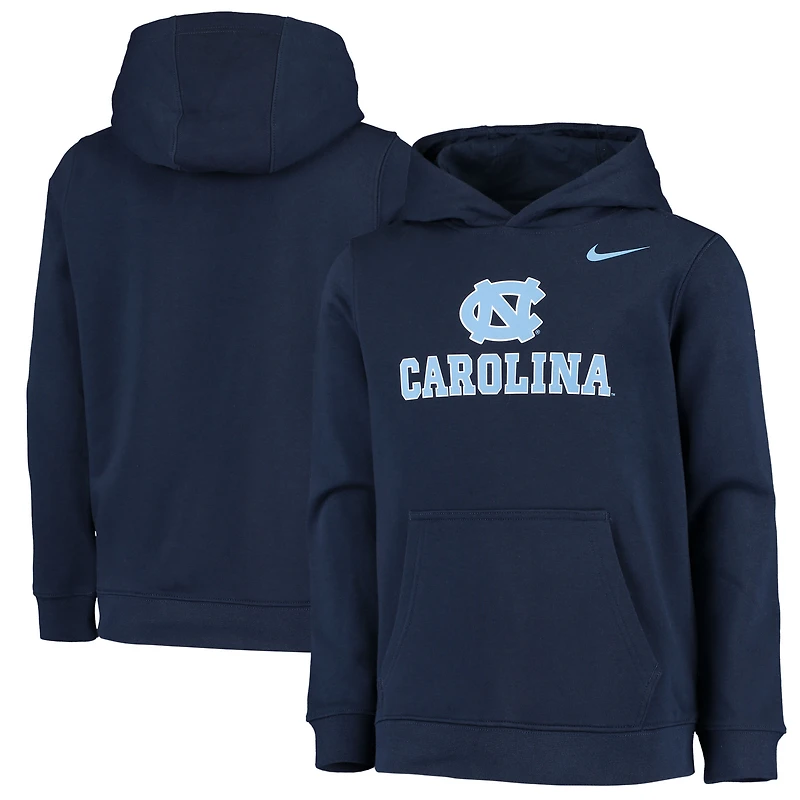 Youth Nike Navy North Carolina Tar Heels Stadium Club Fleece Pullover Hoodie