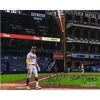 Fernando Tatis Jr. San Diego Padres Autographed 16" x 20" Bat Flip Photograph with "Slam Diego" Inscription