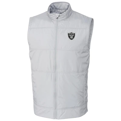 Men's Cutter & Buck Cream Las Vegas Raiders Stealth Full-Zip Vest